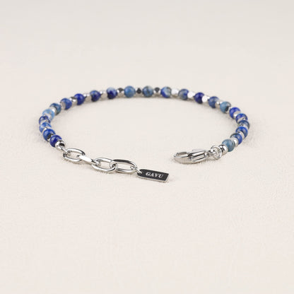 GAVU Men’s Lapis Lazuli Bracelet, Italian Crystal Bracelet for Men 4mm