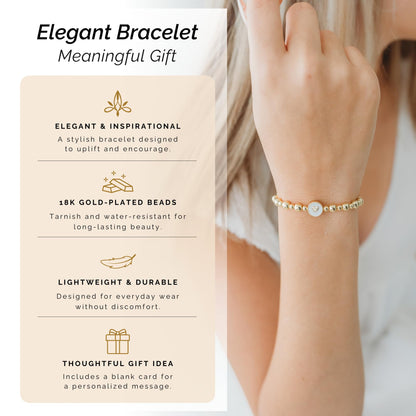 Inspirational Bracelets for Women – 18K Gold Plated – Motivational Gift Heart Pendant with Card
