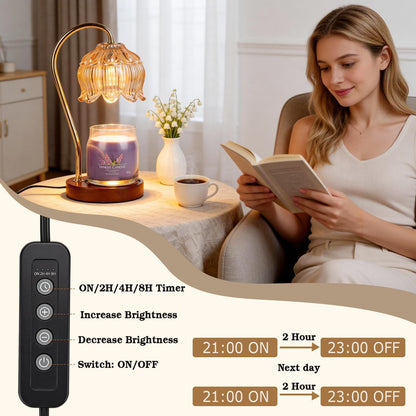 Funistree Flower Candle Warmer Lamp with Timer, Dimmable Candle Lamp Warmer, Mothers Day Birthday Gift for Women Her Mom, House Warming for New Home Decor, Lotus Wax Warmer for Yankee Candles