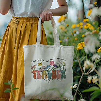 bmuvghi Teacher Appreciation Gifts Canvas Tote Bag Reusable Shopping Grocery Bags Birthday Gift for Teachers Women
