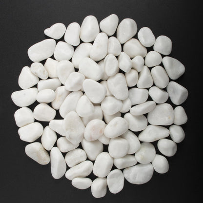 LOOIOOJ 10 lbs White Polished Decorative Stones, 0.5-1 Inch Landscape Rocks for Indoor Plants, Garden, Outdoor Pathways, Vase Fillers, Pots, Glass Containers, and Craft Pro (Pure White, Weight: 10 LB)