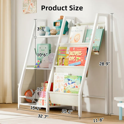Trygoal 3-Tier Bookshelf, Multi-Layer Open Storage Rack, Toy and Book Storage Rack with Deep Pockets, Bookshelf Organizer Display Furniture for Bedroom, Playroom, Nursery and Classroom, White