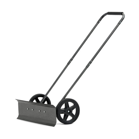 Yard Butler IRSPP-24 Snowplow Rolling Push Shovel - No-Bend Shovel for Easy Snow Clearing - Ergonomic Design - Two-Handed Cushioned Grips - Powder-Coated Steel Construction - Simple Assembly