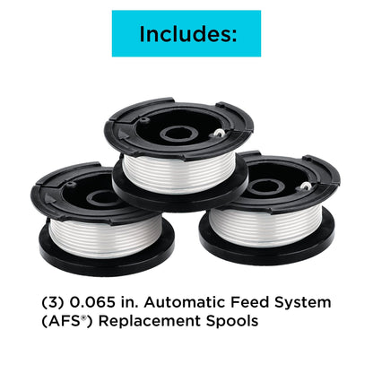 BLACK+DECKER Weed Eater String, Genuine OEM Authentic Trimmer Line, 3-Pack, 30-Feet of Replacement Spool, 0.065-Inch Diameter (AF1003ZP)
