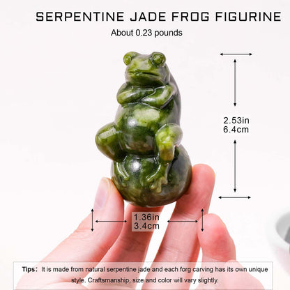 Apengshi Natural Crystal Raw Stone Jade Figurine, Decorative Animal Statue (Frog+Ball)