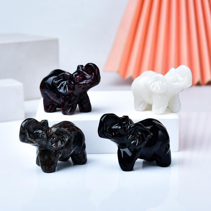 WUYOUSHI Garnet Crystal Elephant Statue 2" Healing Crystal Handmade Figurine Lucky Guardian Pocket Statues Reiki Meditation Office Home Decoration Gift