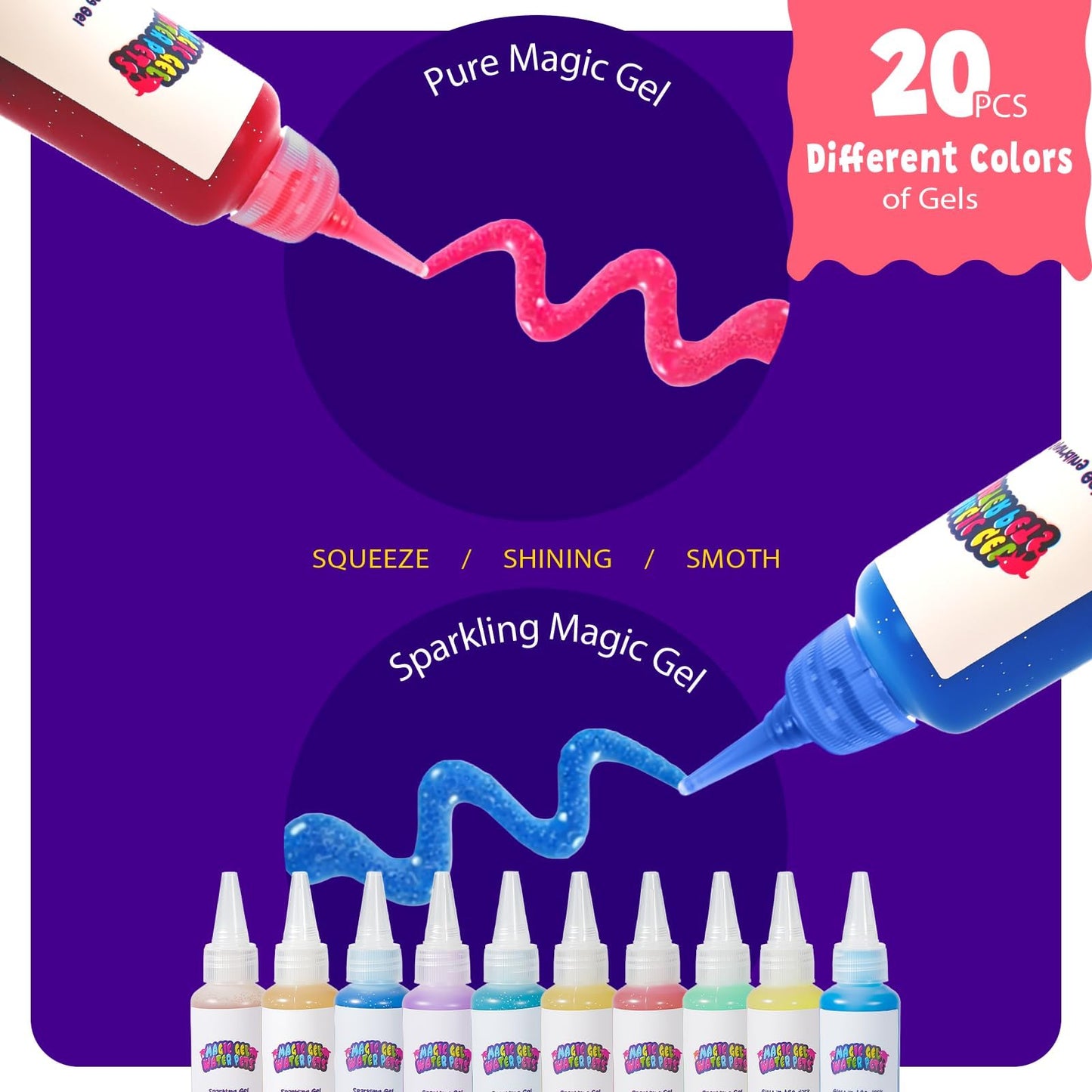 Upgraded Magic Water Elf Toy Kit, 20 Gels & 15 Molds, Craft & Art Kits for Kids Girls Boys Age 3 4 5 6 7 8 9 10 11 year old, Aqua Fairy Make Your Own Water Pets Squishy Maker Birthday Gift Party Favor