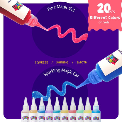 Upgraded Magic Water Elf Toy Kit, 20 Gels & 15 Molds, Craft & Art Kits for Kids Girls Boys Age 3 4 5 6 7 8 9 10 11 year old, Aqua Fairy Make Your Own Water Pets Squishy Maker Birthday Gift Party Favor