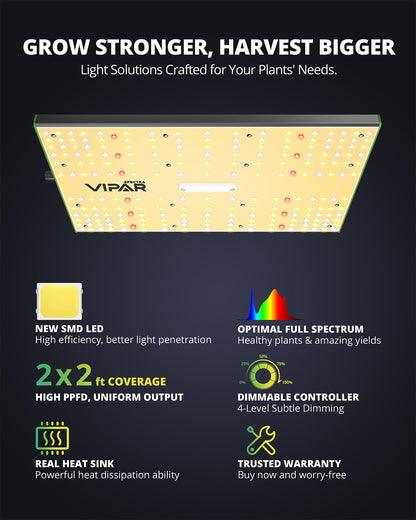 VIPARSPECTRA P700 Grow Light, 70 Watt Dimmable Full Spectrum Plant Light, LED Grow Lights for Indoor Plants Seed Starting Seedlings Vegetable,11000 Lumens Small Hanging Growing Lamp for 2x2 Grow Tent
