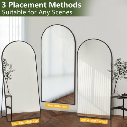 MELOMOIR 71"x32" Large Mirror Full Length, Arched Full Length Mirror with Stand, Large Floor Mirror for Bedroom Living Room Cloakroom Gym, Hanging Standing or Leaning, Black