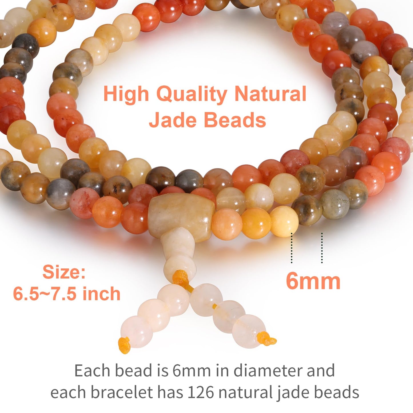 Handmade Natural Jade Beaded Bracelet for Women & Men – Genuine Green/White Jade Gemstone Stretch Bracelet – Lucky Energy Healing Jewelry Gift for Peace, Prosperity & Protection ST-V-09