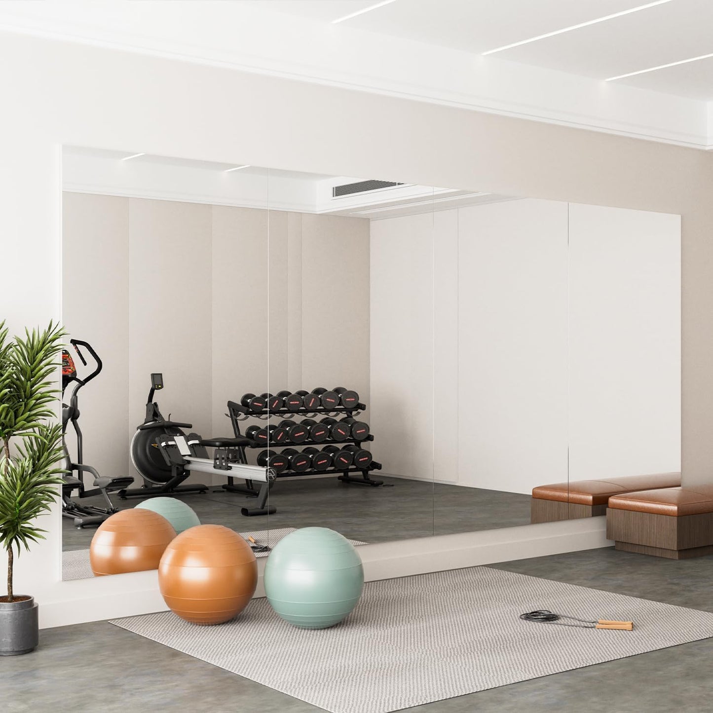 brisafe 71" x 64" (2PCS 71" X 32") Gym Mirror - Full Length Wall Mirror for Gyms, Dance Studio, Home, Yoga - Ultra Lightweight Shatterproof Glassless Nanomiorror Reduces 60% Commercial Insurance Costs