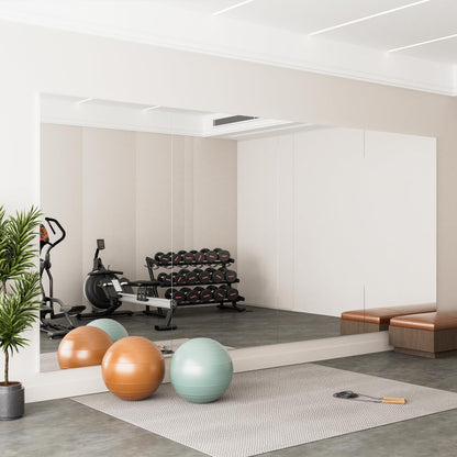 brisafe 71" x 64" (2PCS 71" X 32") Gym Mirror - Full Length Wall Mirror for Gyms, Dance Studio, Home, Yoga - Ultra Lightweight Shatterproof Glassless Nanomiorror Reduces 60% Commercial Insurance Costs