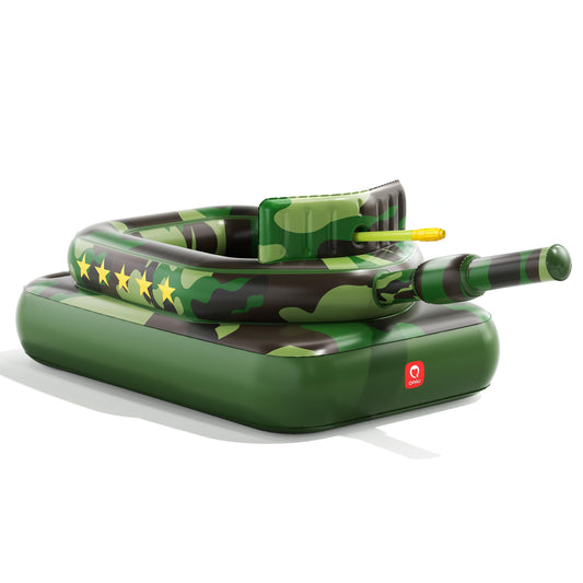 QPAU Inflatable Tank Pool Float for Adults & Kids – Ride-On Camouflage Floaty with Water Cannon, Swim Raft Toy for Boys Girls Ages 6+, Lake Beach Backyard Party Floaties, Green