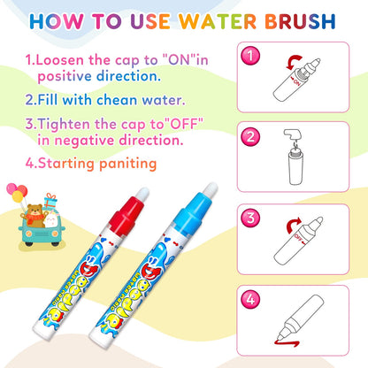 Toddler Toys Water Doodle Mat: 40 X 30 Inch Mess Free Coloring & Drawing Instant Drying Mat - Kids Learning Toys for Girls Age 3-5 Home Educational Activities - Birthday/Christmas Gifts for Girls Boys