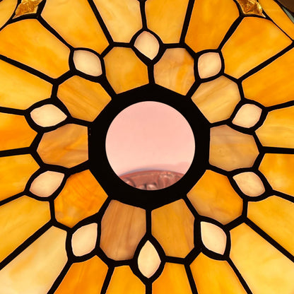 Capulina Tiffany Lamp Shade 12 Inches Wide Accessories Replacement Cream Brown Style Stained Glass Lampshade for Torchiere Floor Lamp and Pendant Light