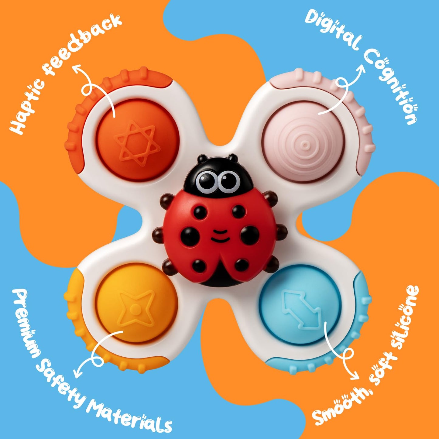 CalfQueen Baby Suction Cup Spinner Travel Toys for Kids Ages 1-3, Fidget Spinner Toys for 1 Year Old Boy Girl 12 Months, Sensory Bath Toy for Toddlers Infants Birthday
