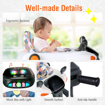 BABY JOY 2 in 1 Baby Walker, Foldable Activity Walker with Adjustable Height & Speed, Music, Lights, Mirrors, Padded Seat Cushion, Activity Baby Push Walker for Toddler Boys Girls, Ages 6-18 Months