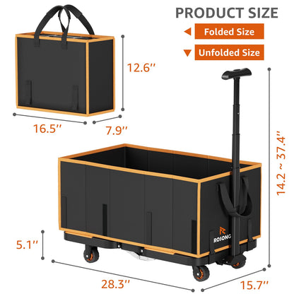 Collapsible Foldable Wagon Cart Heavy Duty, 3-in-1 Utility Dolly Wagons Carts with Wheels, Portable Folding Hand Truck with Removable Bag for Groceries, Laundry, Sports, Office
