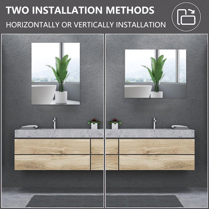 QEEYON 16 x 12'' Glass Wall Mirror Tile Self Adhesive Frameless High Clear Mirror Sheet Wall Decor for Bedroom, Living Room, Bathroom, Home Gym, Hallway, Door etc (1pcs)