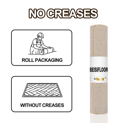 BEISIFLOOR Ultra Thin Door Mat Indoor Entrance 17"x29", Low-Profile Indoor Door Mat, Non Slip Entry Mat Rubber Backing Unique Herringbone Design Inside Doormat Dirt Trapper Entryway Mats, Beige