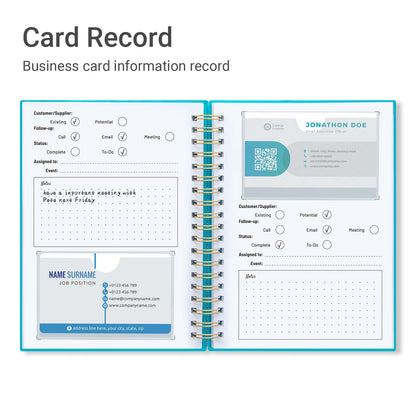 Onesky Business Card Organizer Book & Holder-Credit Card Organizer-Customer Info Tracking and Card Storage-Organizes Business, Credit, Shopping, Reward Cards; Capacity: 64 Cards (Lake green)