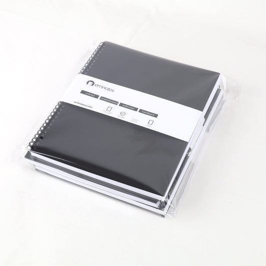 Emnotes Unruled Notebook, Unlined Blank Paper, 8.5 x 11 Inches, 80 Sheets, Black Softcover (Pack of 3)