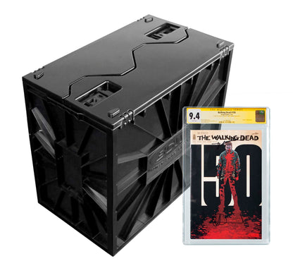 BCW Graded Comic Book Bin with Partition – Black (2 Pack) | Holds 30 Graded Comics | Stackable Comic Book Box Storage for CGC, CBCS & Slabs