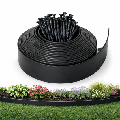 Gardzen Landscape Edging Kit, 40-Foot Long, 3-Inch Tall, No Dig Garden Edging Border for Flower Beds, Tree Rings, Pathways, Includes 40 Spikes