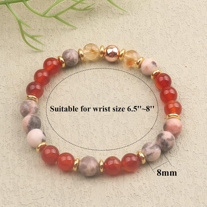 KSQS Healing Stone Bead Bracelet for Women, Natural Gemstones Balance Protection Bracelet, Spiritual Crystal Beads Bracelet Anxiety Relief with Meaning Card(#39)