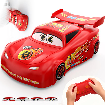 JOI MEW Wall Climbing RC Car Toy with Expression Stickers, 360° Rotating Remote Control Stunt Car, Rechargeable Toy Car for Kids Boys Girls Ages 3-12 Indoor Gift