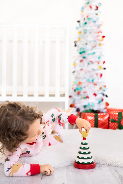 Pearhead Christmas Tree Stack Toy - Holiday Nursery Décor and Stacking Rings for Baby
