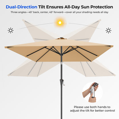 HOMSHADE 6.6 x 10 ft Rectangular Patio Umbrella Rectangle Umbrella Outdoor Patio, Large Outdoor Umbrellas for Patio Table with Tilting and Sun UV Protection for Pool, Deck, Market, Backyard, Beige
