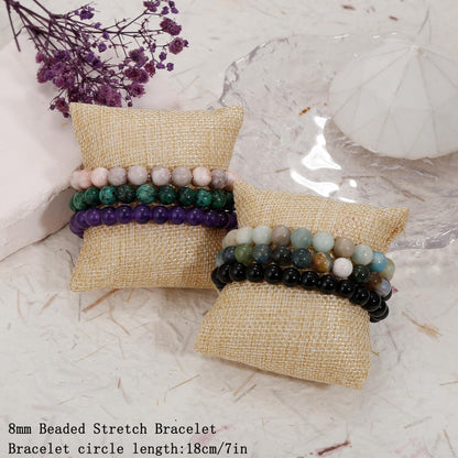COLOYAN 6PCS 8mm Healing Stone Beaded Bracelet for Women Men, Natural Stretch Crystal Bracelets, Semi-Precious Gemstones Reiki Spiritual Jewelry