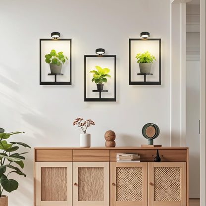 Wall Planters for Indoor Plants，Wall Plant Holder with ‌Remote-Controlled Lights，Hanging Planters for Indoor Plants Window Plant Shelves 3 Pack Plant Hanger for Living Room Entryway（Bulbs Included）