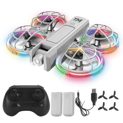 Mini Drone for Kids with 20 Cool Light Modes, Toy Drone with Guard, Altitude-Hold, 3D Flip, 2.4G Remote Control, 3 Speed Modes, 2 Batteries, indoor Outdoor Mini Quadcopter Toy for Beginners