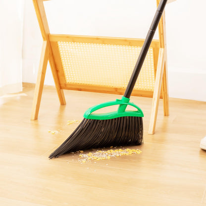 HileSwan 2 Pack Heavy Duty Brooms, 55" Long Handle Indoor Outdoor Angle Broom Set, Household Commercial Floor Cleaning, for Sweeping Home, Kitchen, Deck, Garage, Patio - Green