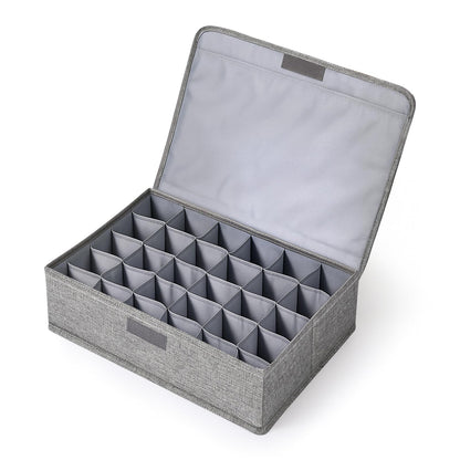 Acellegic 1 Pcs Light Bulb Organizer Storage Box Ornament Storage with 30 Dividers Foldable Bulbs Organizer with Lid Sturdy PP Board Fits Various Standard Dustproof Fabric Case for Home Vbs (Grey)