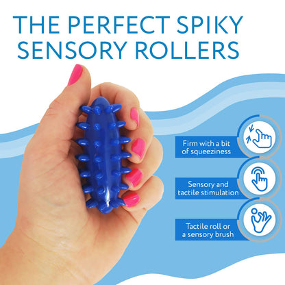 IMPRESA Spiky Sensory Roller - Multicolor 3-Pack, 3 in L x 1.4 in Dia Tactile Sensory Brush Roller for Kids - Stress Relief & Focus - Animal-Themed Monkey Spiky Fidget