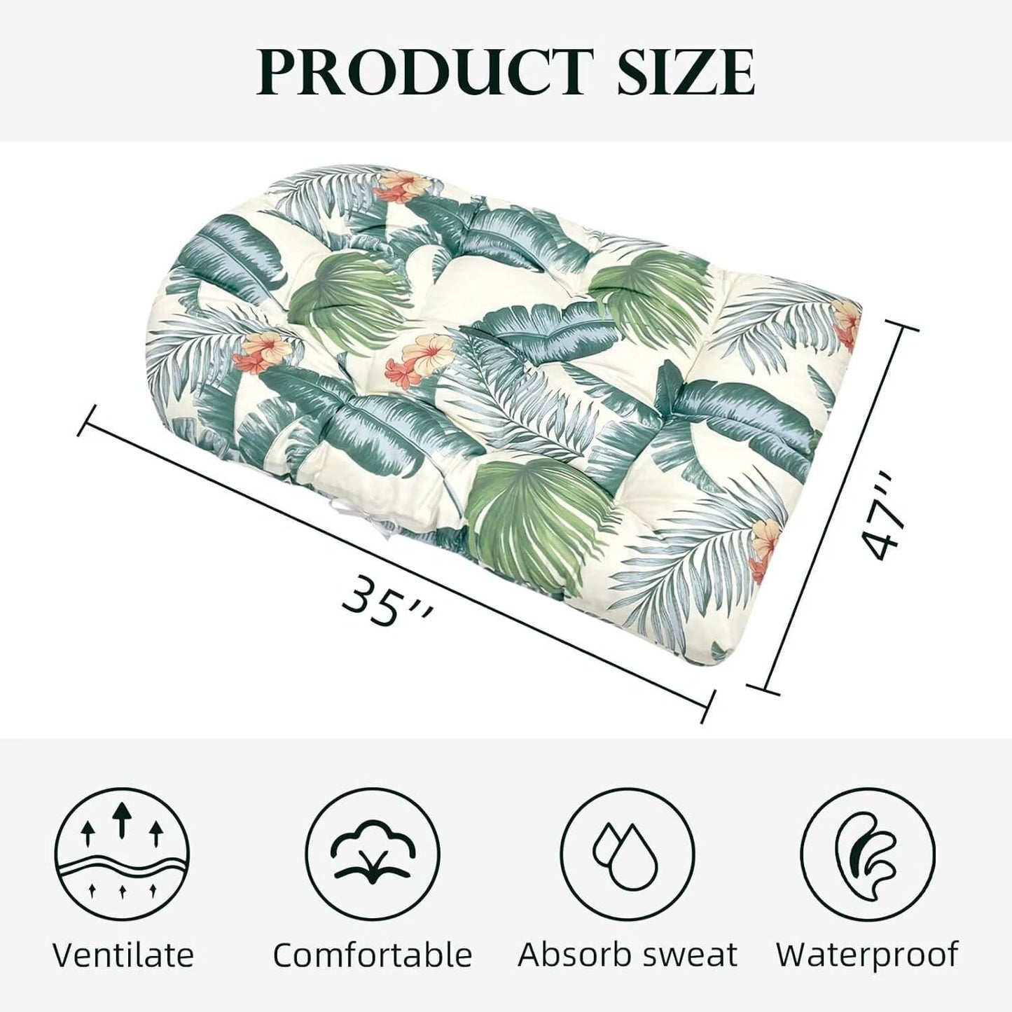 Yefound Outdoor Hanging Egg Chair Cushion Replacement Thicken Waterproof Basket Swing Chair Cushion Printed U-Shaped Seat Pad for Patio Orange Grey