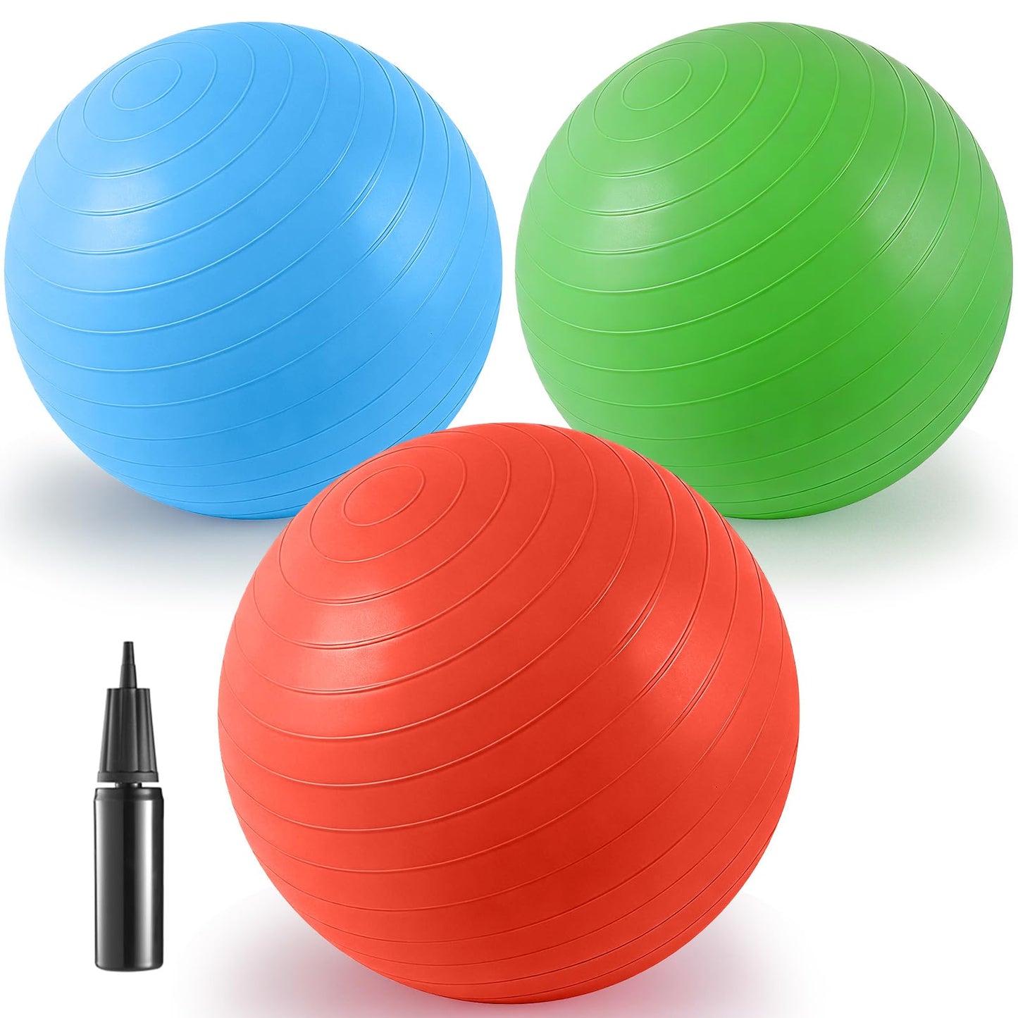 ZSMKJIAYE 18-Inch Jumbo Playground Balls - 3 Pack Giant Inflatable Bouncy Kickballs for Kids & Adults, Big Balls for Backyard Grass Play, Sports, Gym, Recess, Indoor & Outdoor Games with Hand Pump