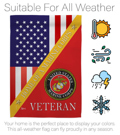 Home of Marine Corps Garden Flag - Armed Forces USMC Semper Fi United State American Military Veteran Retire - House Decoration Banner Small Yard Gift Double-Sided Made In USA 13 X 18.5, Thick Fabric