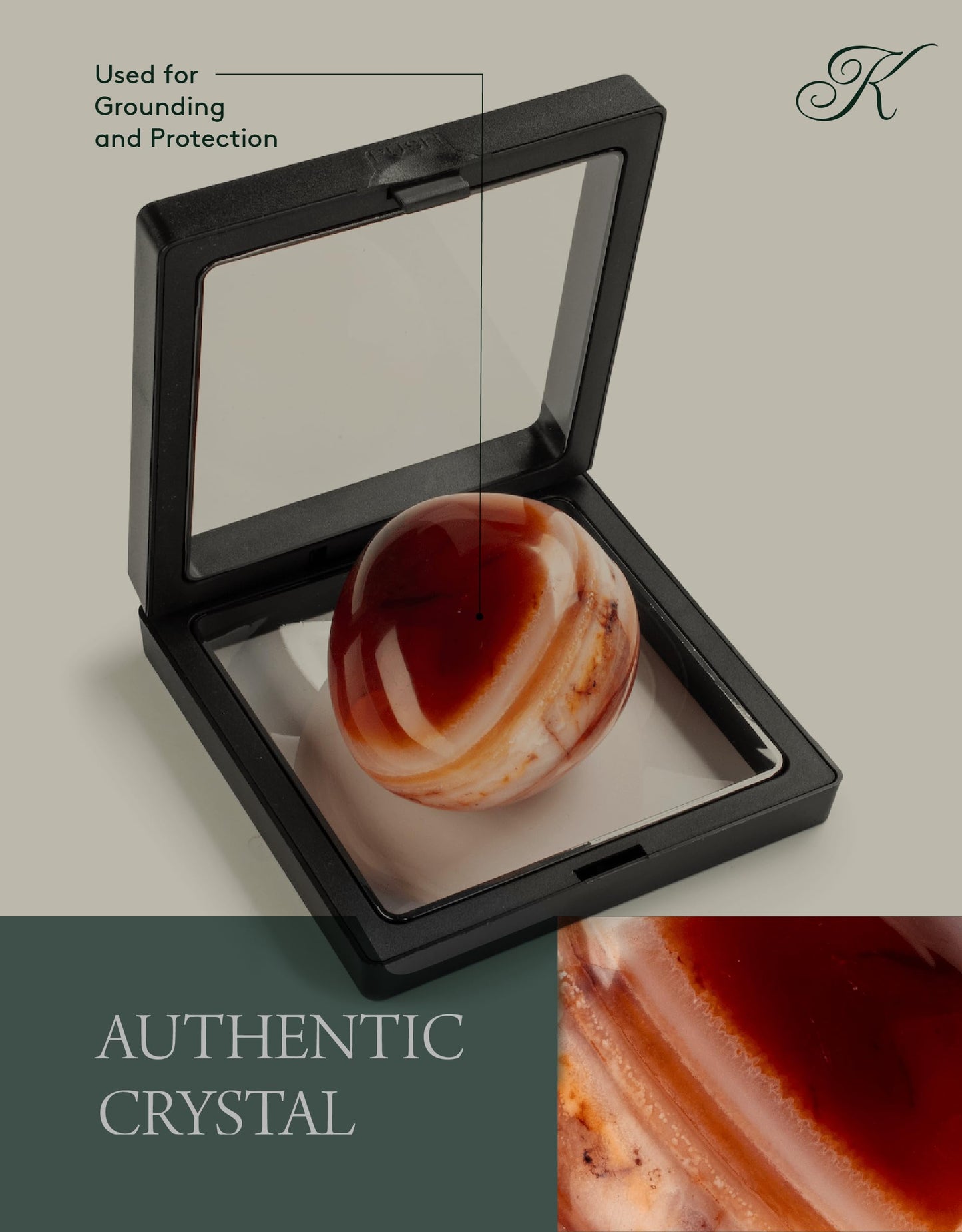 KALIFANO Carnelian Palm Stone with Healing & Calming Effects - AAA Grade High Energy Cornalina Worry Stone with Information Card - Reiki Crystal Used for Courage (Family Owned and Operated)