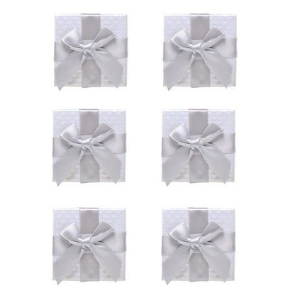 Pearl Miner 2.8 x 2.8 x 1.4 Inches Jewelry Gift Boxes with White Ribbon Bow, 6 Pack
