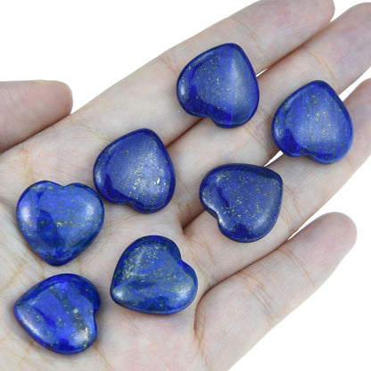 Marrywindix 15 Packs 0.8 Inch Healing Crystal Natural Lapis Lazuli Heart Love Carved Palm Worry Stone Chakra Reiki Balancing