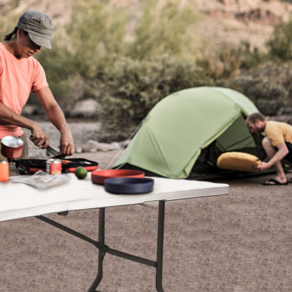 CAMP SOLUTIONS Plastic Folding Table, 5 FT Folding Table, Portable Tables for Dining Parties Card Picnic Camping