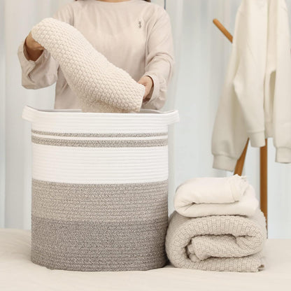 Nonazippy laundry hamper 18x18x20, 80L – large basket for blankets, toy basket,Cotton Rope Blanket Basket Living Room, Baby Laundry hamper for Blanket, Nursery, –stuffed animal storage(Rainbow color)