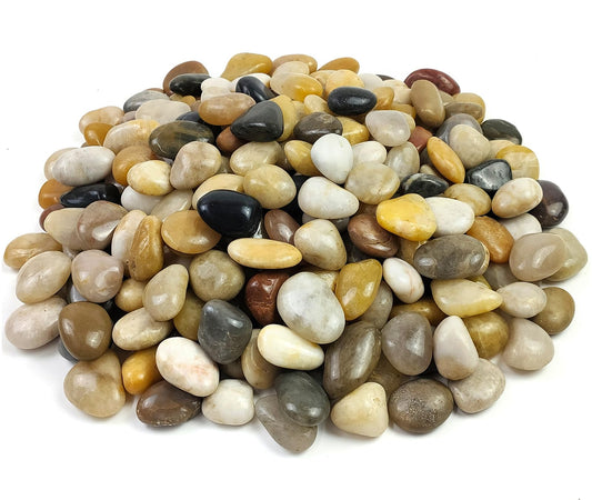 YISZM Pebbles for Indoor Plants, Natural Polished River Rocks, Small Decorative Mixed Color Stones for Planters Vase Fish Tank Aquariums Landscaping Garden, 10lbs