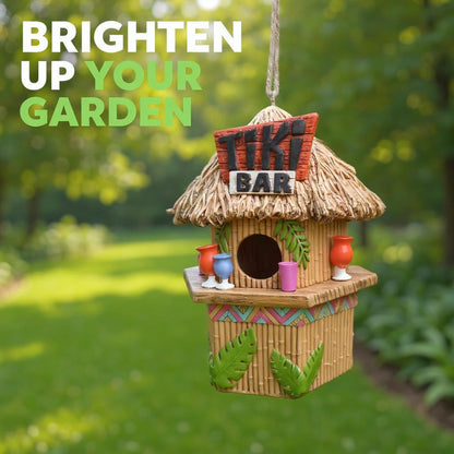 Spoontiques - Birdhouse - Garden Décor - Decorative Bird House for Yard and Garden Decoration - Hanging Novelty for Outdoor Patio - Tiki Bar Birdhouse