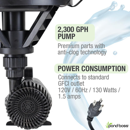 Pond Boss DFTN12003L Floating Fountain With Lights, 50 Foot Power Cord, 1/4 hp